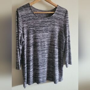 Croft & Barrow tiny sequin scoopneck knit top Women's L marled black, silver